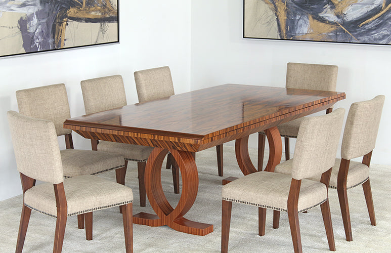 Burled Wood Biedermeier Style Expanding Conf Table