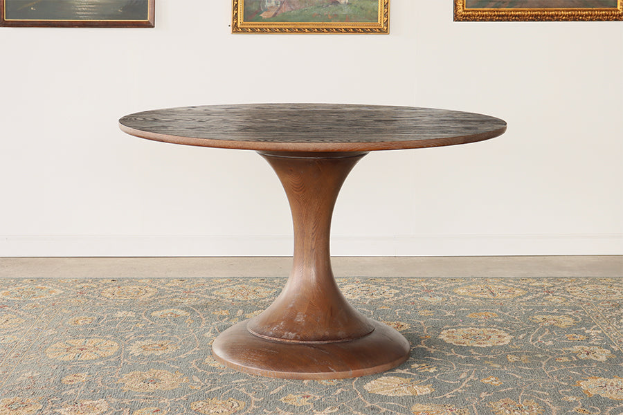 Solid Oak Tulip Dining Table in Sienna Brown