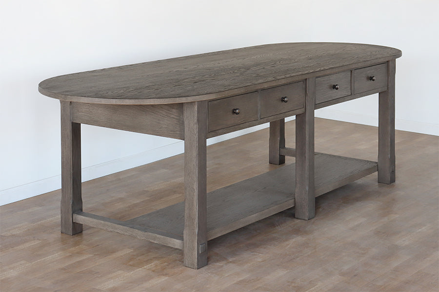 Weathered Hazel Oak X-Large Oval Kitchen Island