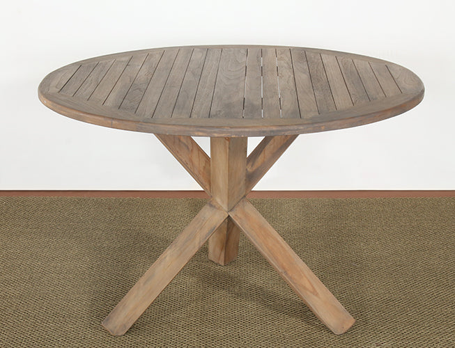 Weathered Teak Round Dining Table
