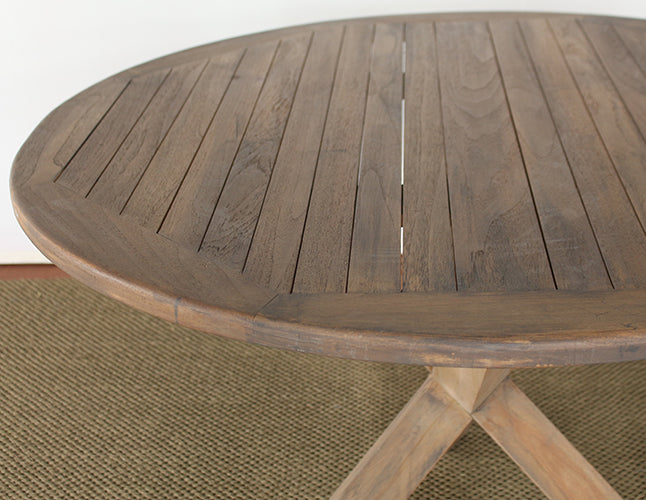 Weathered Teak Round Dining Table