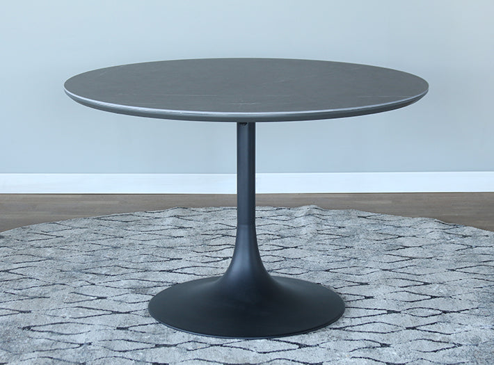 Slate Grey Ceramic Top Dining Table on Black Base