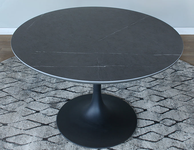 Slate Grey Ceramic Top Dining Table on Black Base