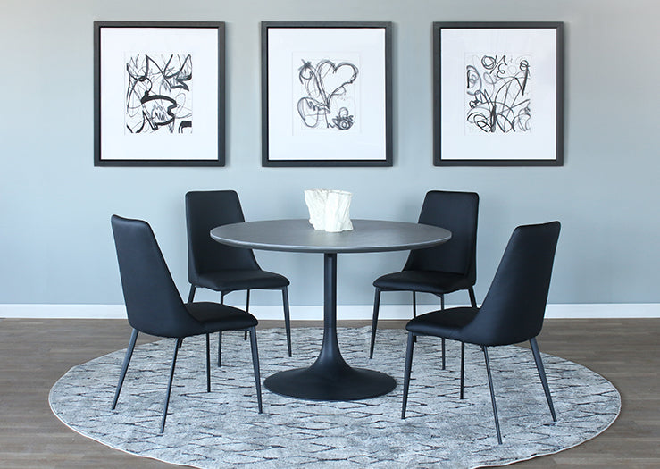 Slate Grey Ceramic Top Dining Table on Black Base