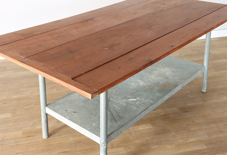 Vintage Industrial Wood & Metal Kitchen Island