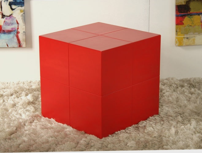 Red Lacquer Cross Groove Cube