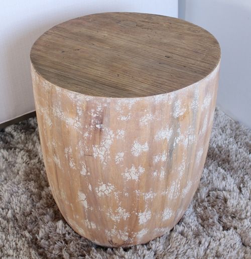 Round Butcher-Block End Table