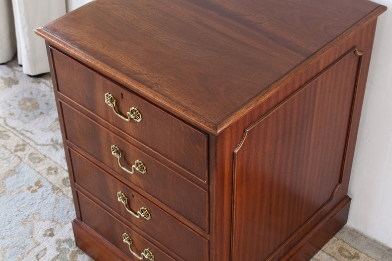 ET394 Mahogany 2 Drawer File Cabinet-Side Table, Circa 1960