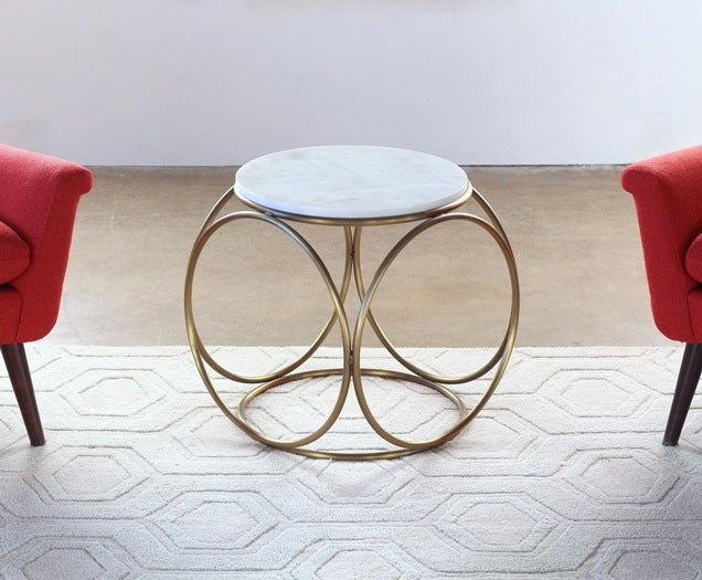 ET397 Circles Side Table with White Stone Top