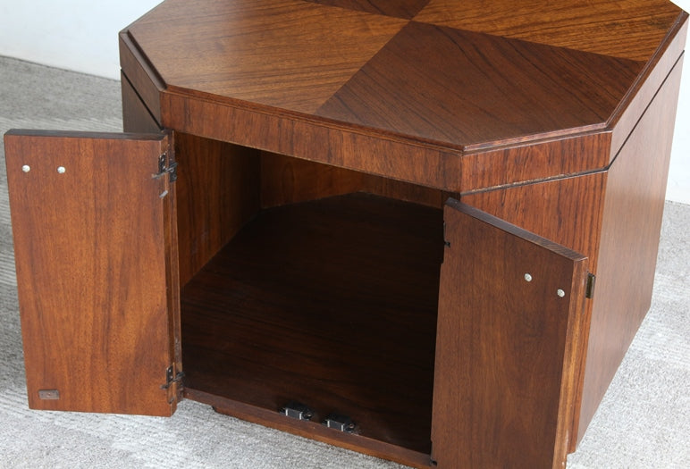 ET411 Mid-Century Octagonal Wood Founders Side Table, Vintage 1960's