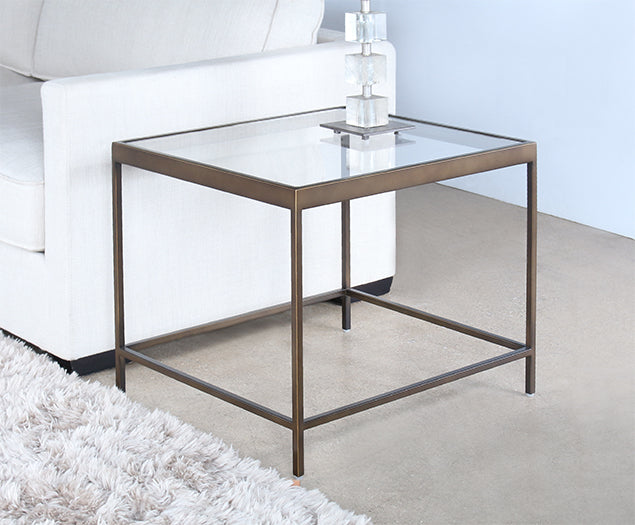ET417 Mitchell Gold Vienna Side Table in Antique Brass