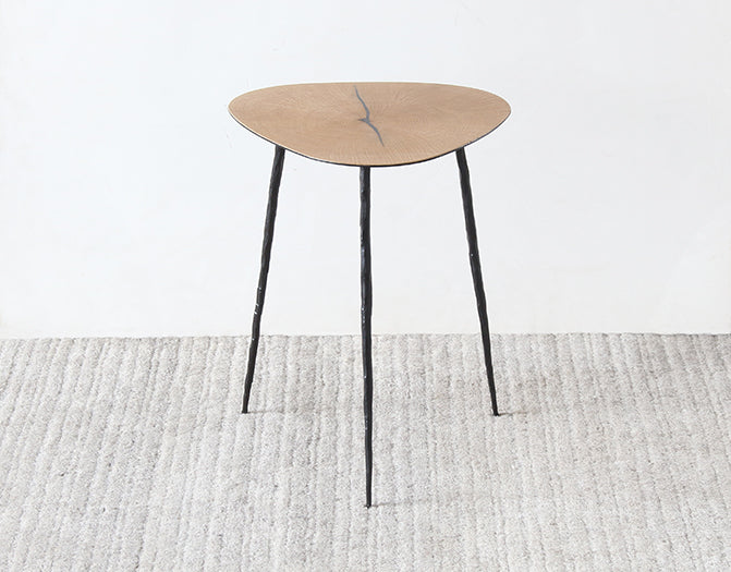 ET433 Tall White Oak End Table with Forged Steel Legs