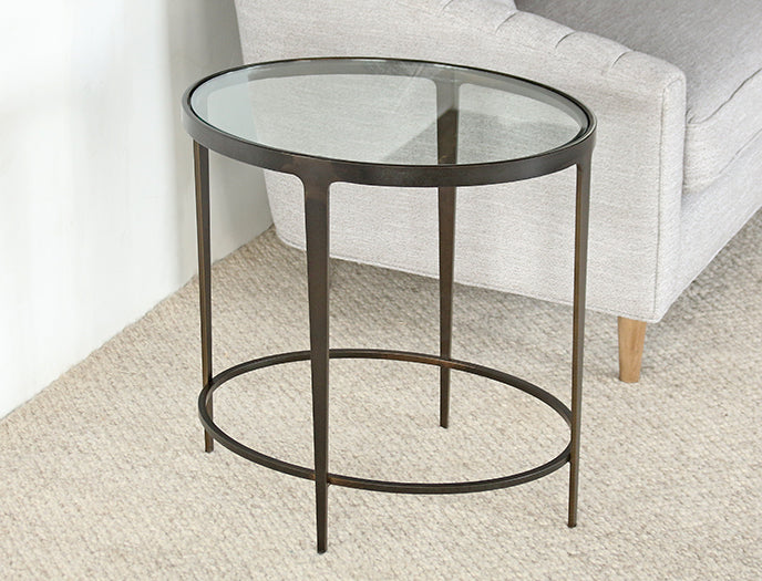 ET457 Roundabout Ellipse End Table in Antique Pewter