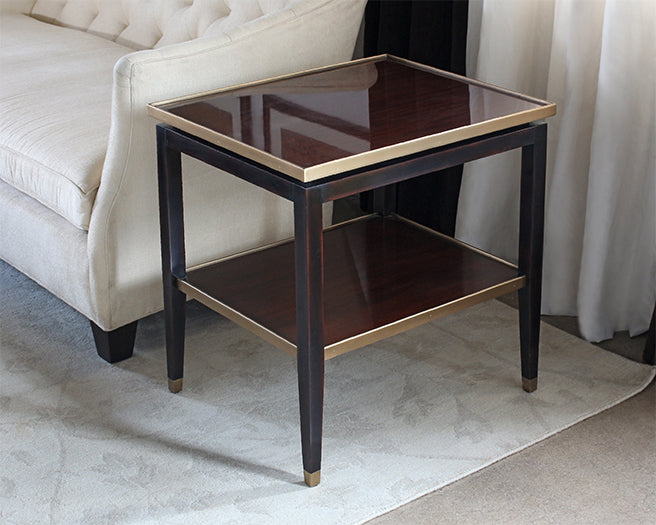 ET481 - Dark Wood End Table with Gold Accents
