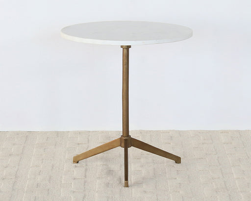 ET488 - Round Marble End Table With Brass Tripod Base