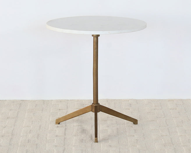 ET488 - Round Marble End Table With Brass Tripod Base