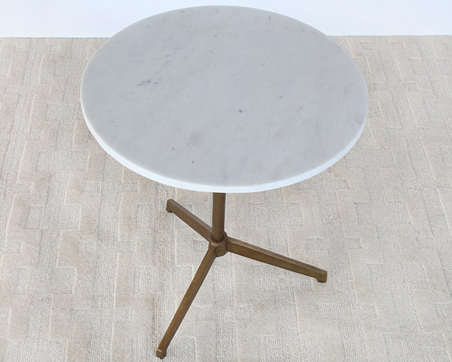 ET488 - Round Marble End Table With Brass Tripod Base