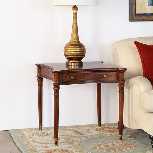 ET505 - Flame Walnut Side Table With Tapered Legs