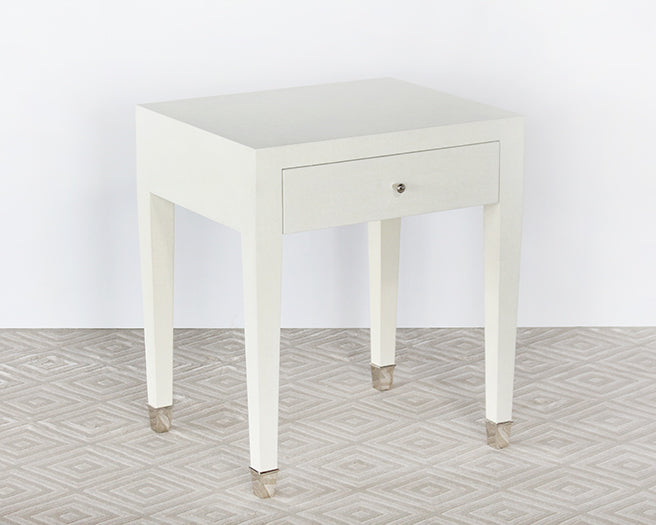 ET515 - Wrapped White Linen End Table Or Nightstand