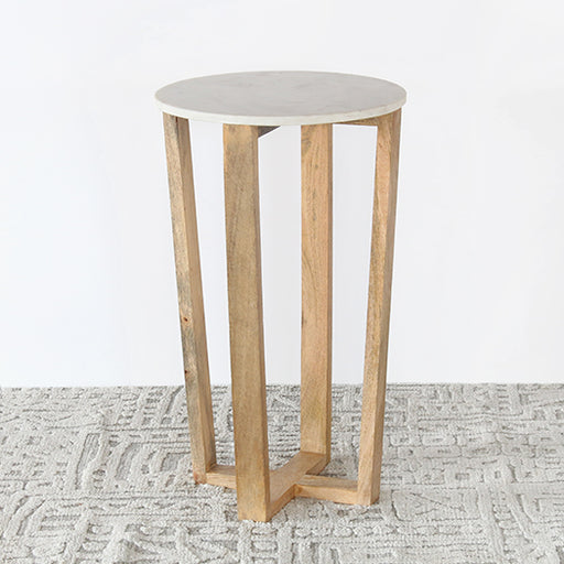 ET528 - Mango Wood And Marble End Table