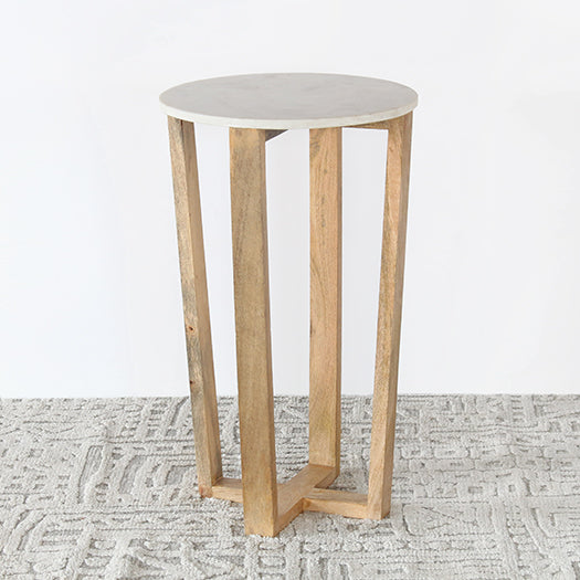 ET528 - Mango Wood And Marble End Table
