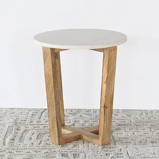 ET529 - Mango Wood And Marble End Table