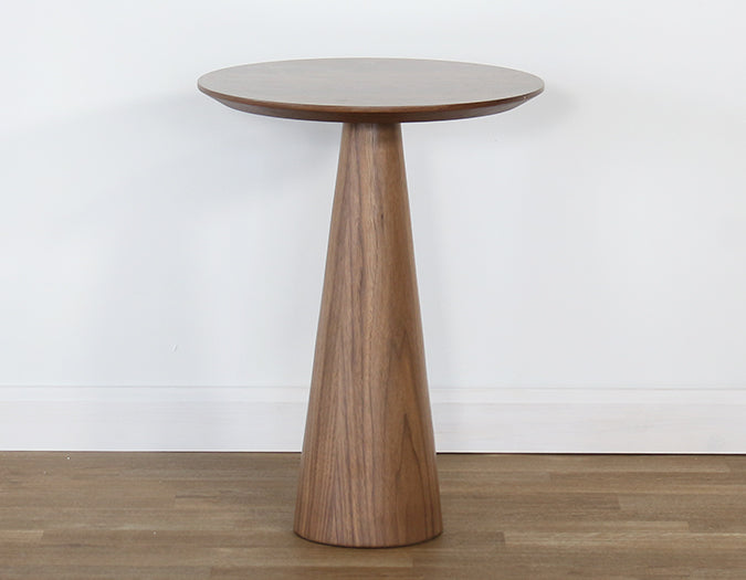 Tall Walnut Veneer End Table