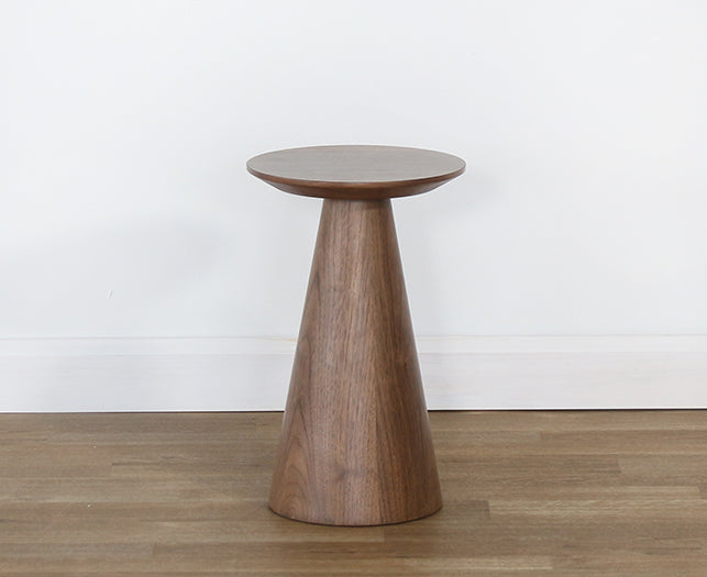 Low Walnut Veneer End Table