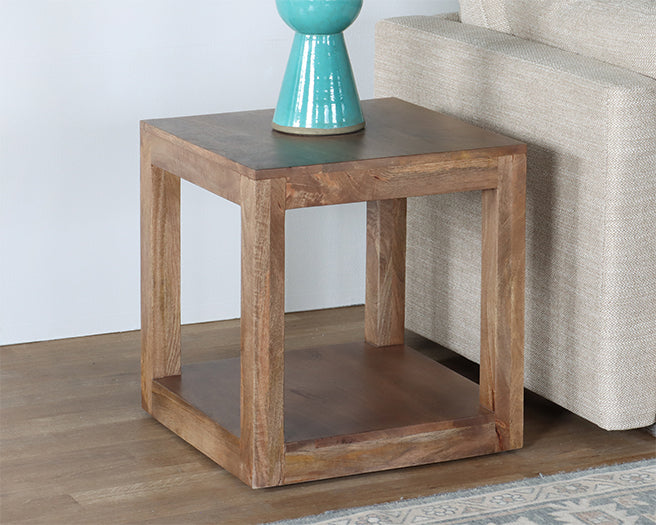Open Square Ash End Table