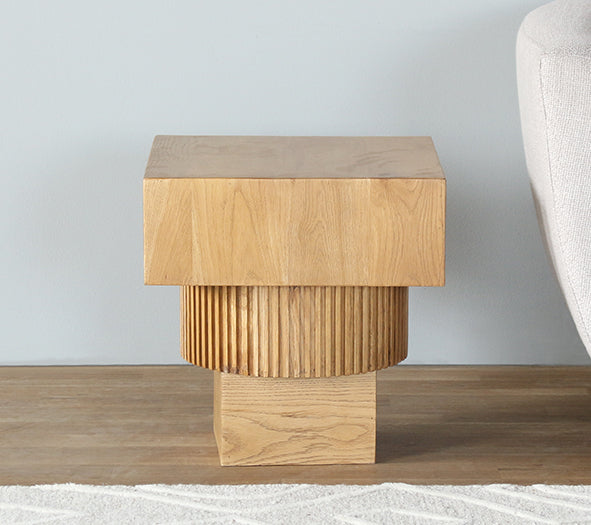 Honey Oak Sculptural End Table