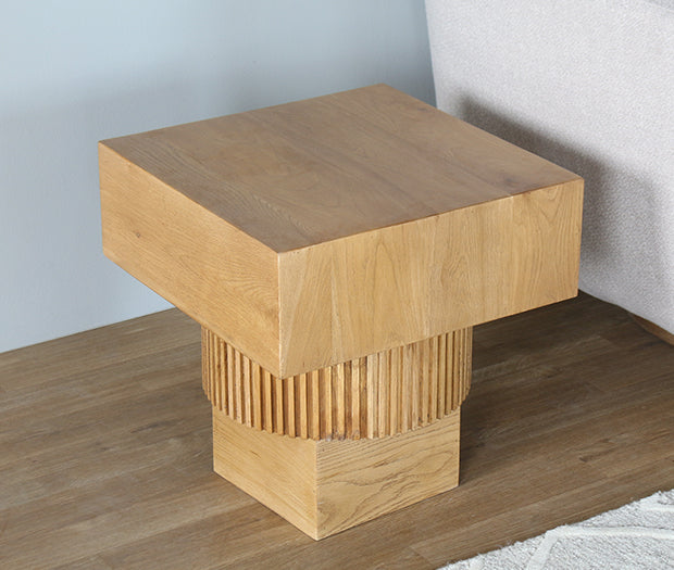 Honey Oak Sculptural End Table