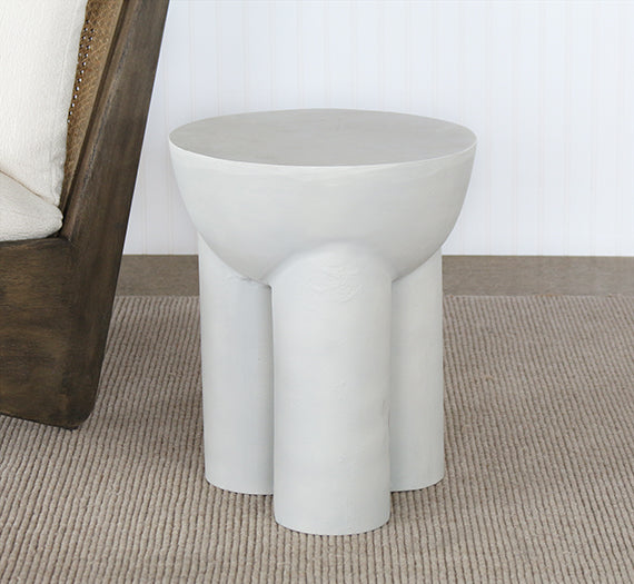 Textured Matte White Aluminum Accent Table