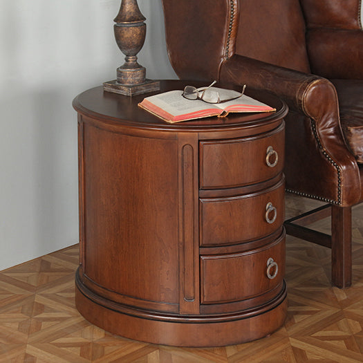 Cherry Oval Drum Lamp Table