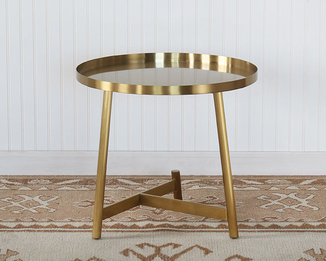 Brushed Gold Modern End Table W/ Intersecting Legs