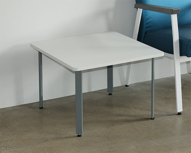 White Laminate & Grey Base Waiting Room End Table