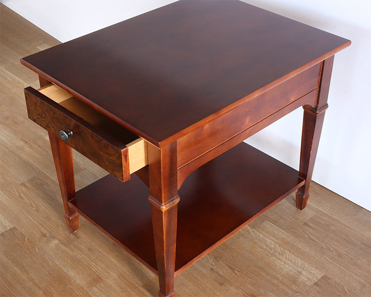 Cherry End Table w/ Burled Wood Drawer