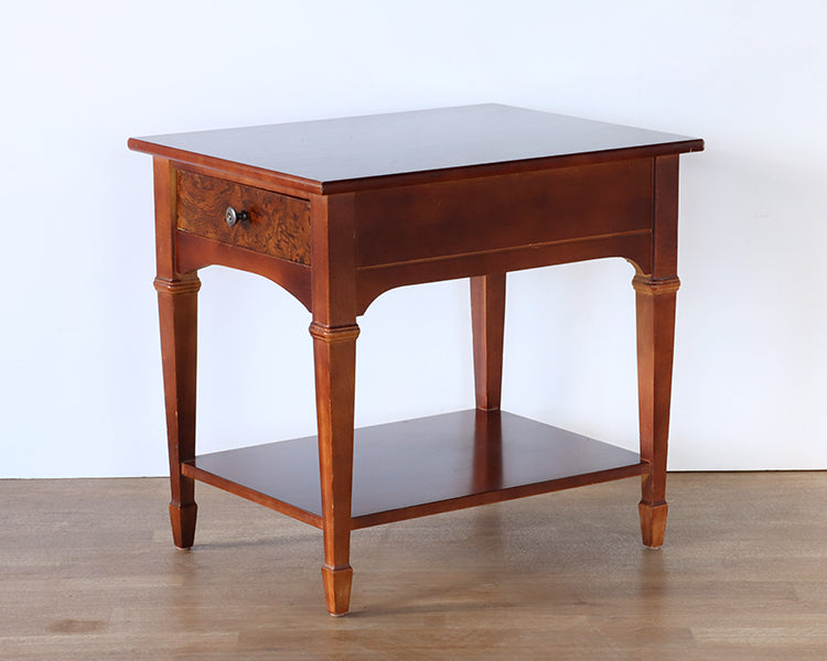 Cherry End Table w/ Burled Wood Drawer