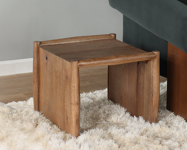 Weathered Oak Modern Waterfall End Table