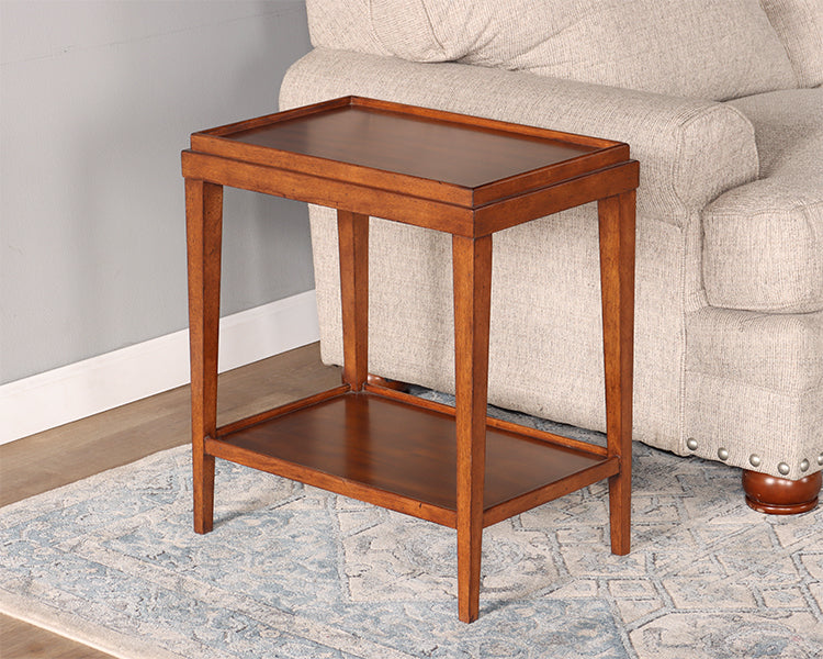 End Table with Raised Edge and Undershelf