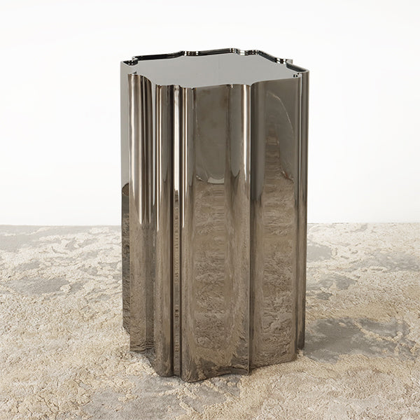 Dark Bronze Plated Stainless Scalloped End Table
