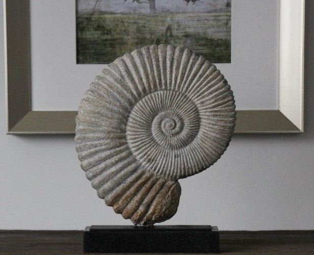 Fossil Marble & Iron Shell Sculpture - Cleared Décor