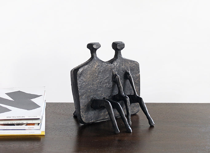 FIG386 - Bronze Abstract Couple Sculpture--Cleared Art