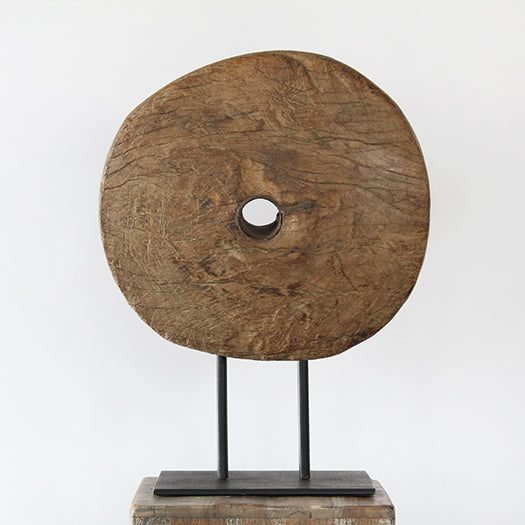 FIG407 - Primitive Wood Disc Sculpture