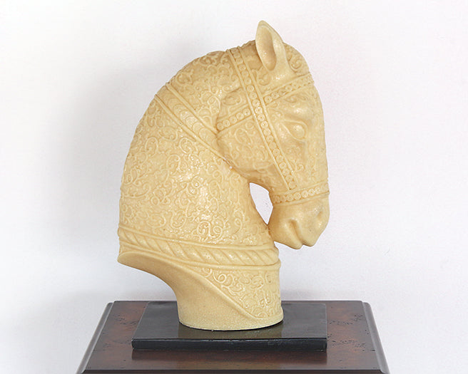 Cream Etched Horse Head Sculpture