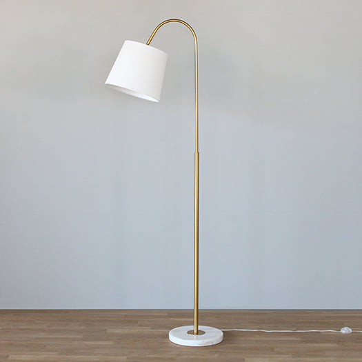 Brass Curved Neck Floor Lamp With Marble Base
