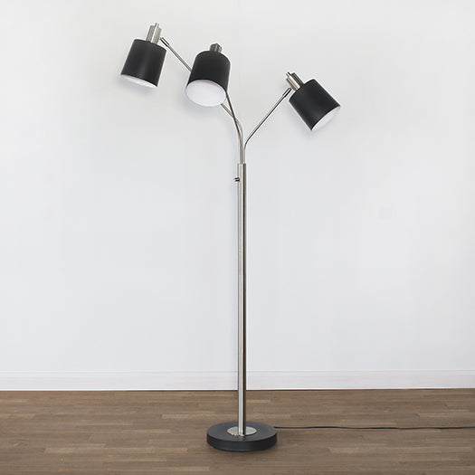 Black And Nickel 3 Arm Floor Lamp