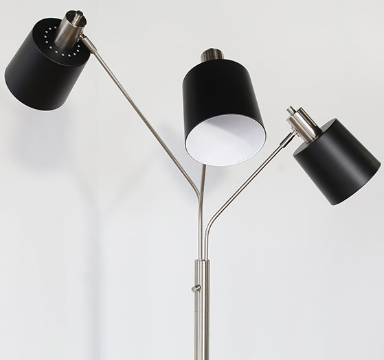 Black And Nickel 3 Arm Floor Lamp