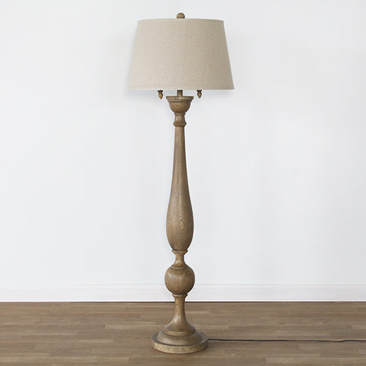 Turned Poly Wood Floor Lamp