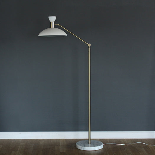 White And Brass Floor Lamp With Marble Base