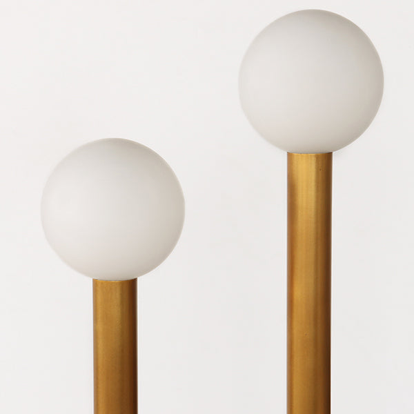 Two Armed Tubular Brass Floor Lamp W/Round Base
